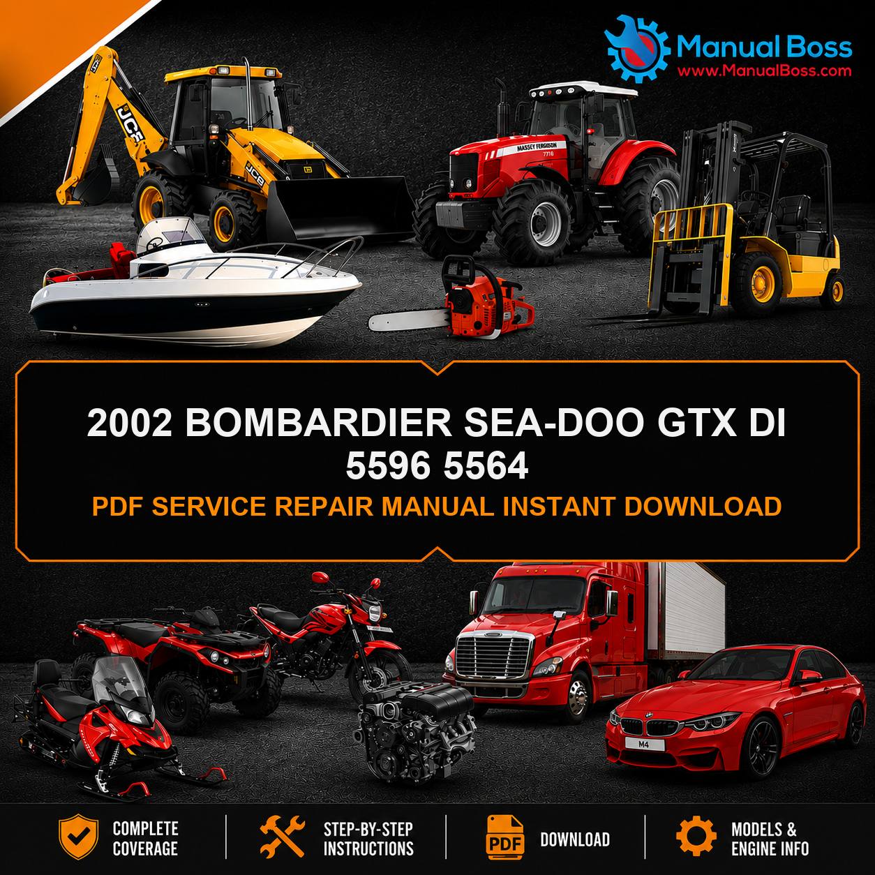 2002 BOMBARDIER SEA-DOO GTX DI 5596 5564 PDF SERVICE REPAIR MANUAL INSTANT DOWNLOAD