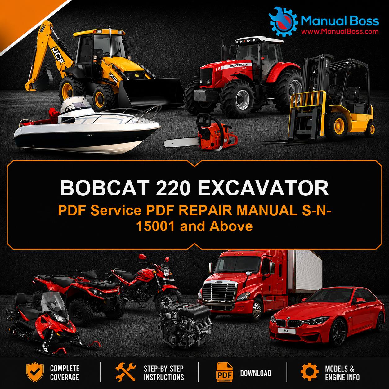 BOBCAT 220 EXCAVATOR PDF Service PDF REPAIR MANUAL S-N- 15001 and Above