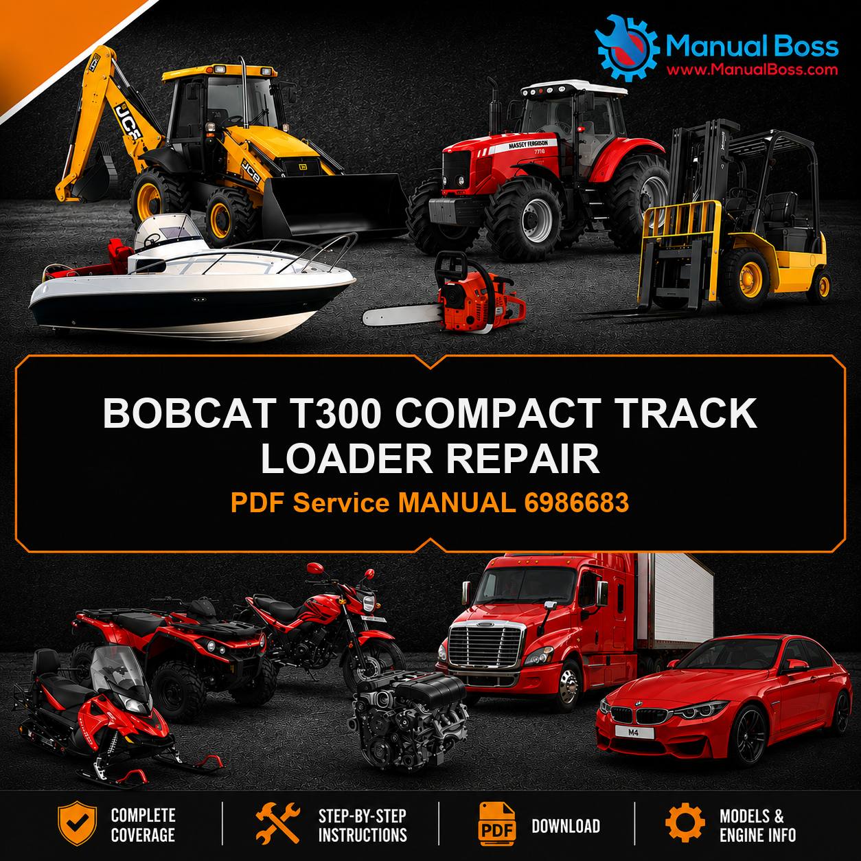 BOBCAT T300 COMPACT TRACK LOADER REPAIR PDF Service MANUAL 6986683