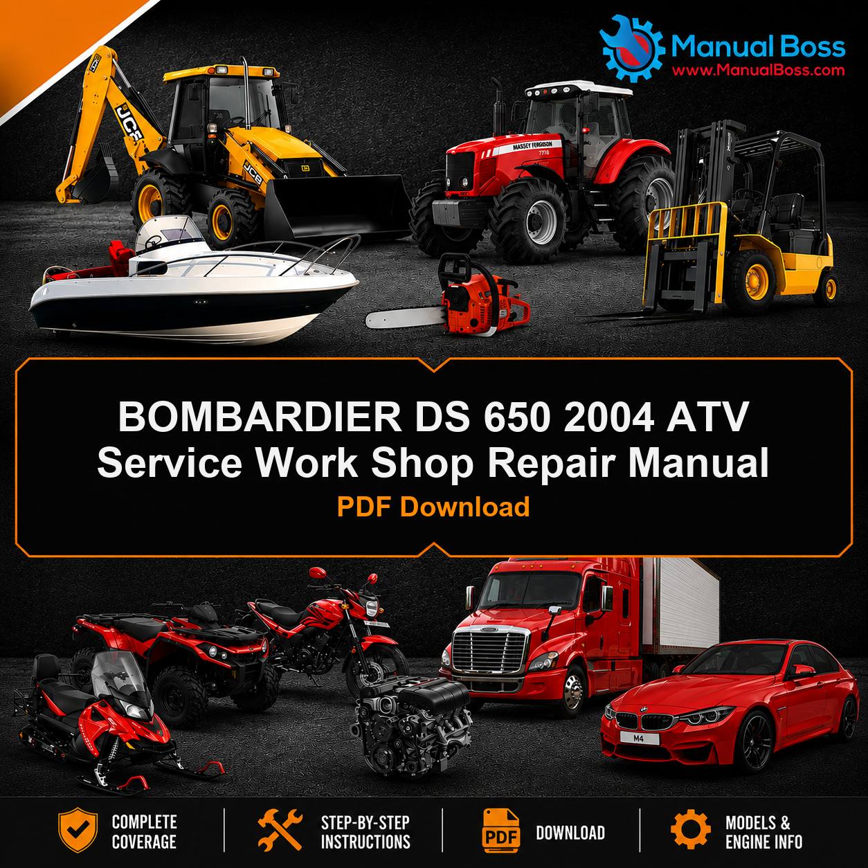BOMBARDIER DS 650 2004 ATV Service Work Shop Repair Manual PDF Download