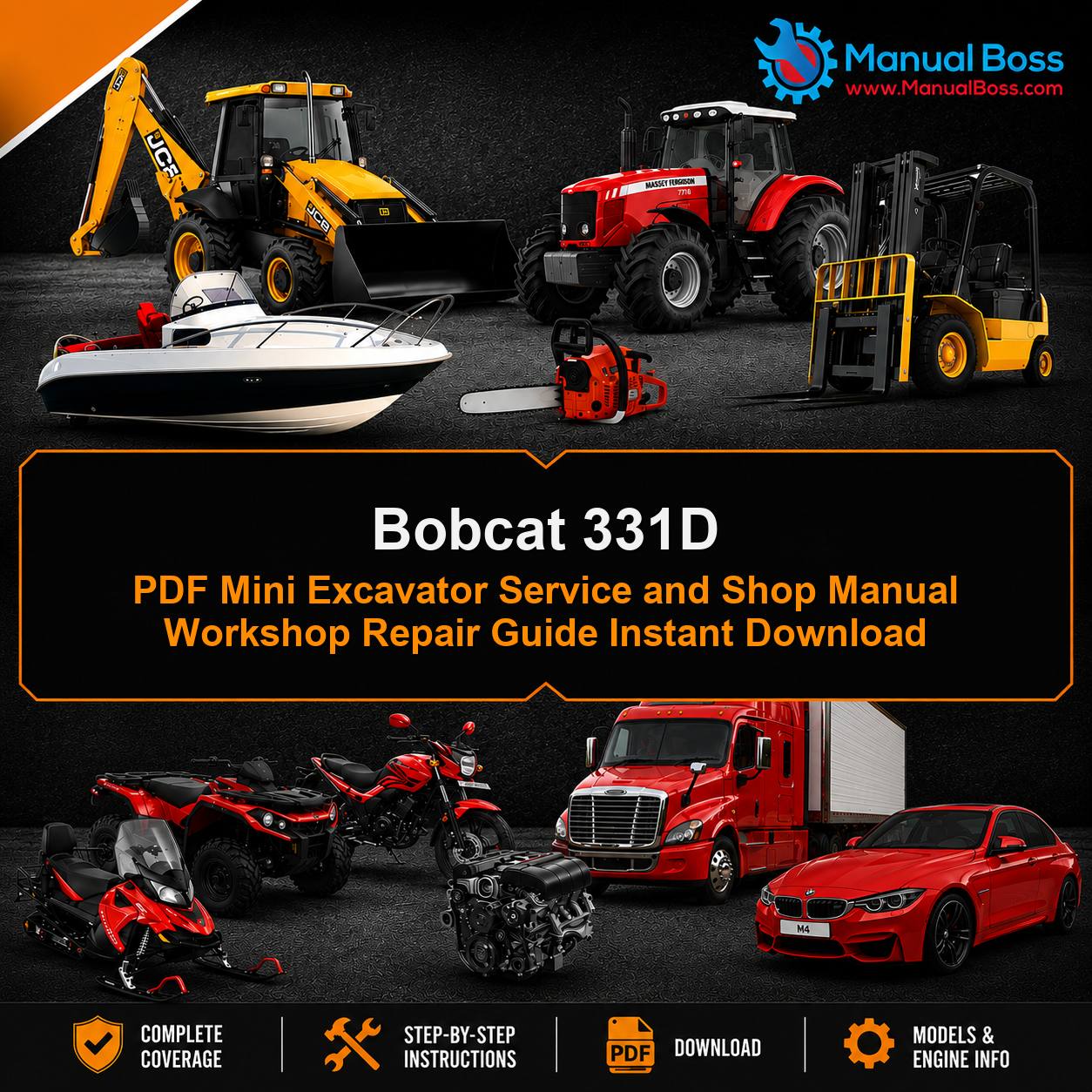 Bobcat 331D PDF Mini Excavator Service and Shop Manual Workshop Repair Guide Instant Download