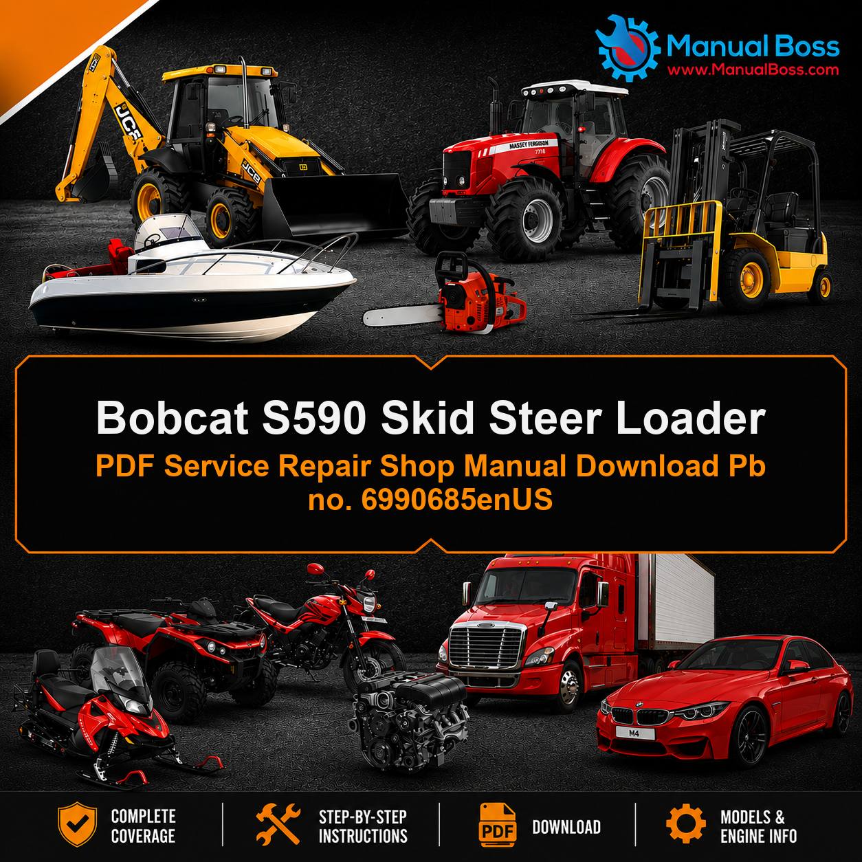 Bobcat S590 Skid Steer Loader PDF Service Repair Shop Manual Download Pb no. 6990685enUS