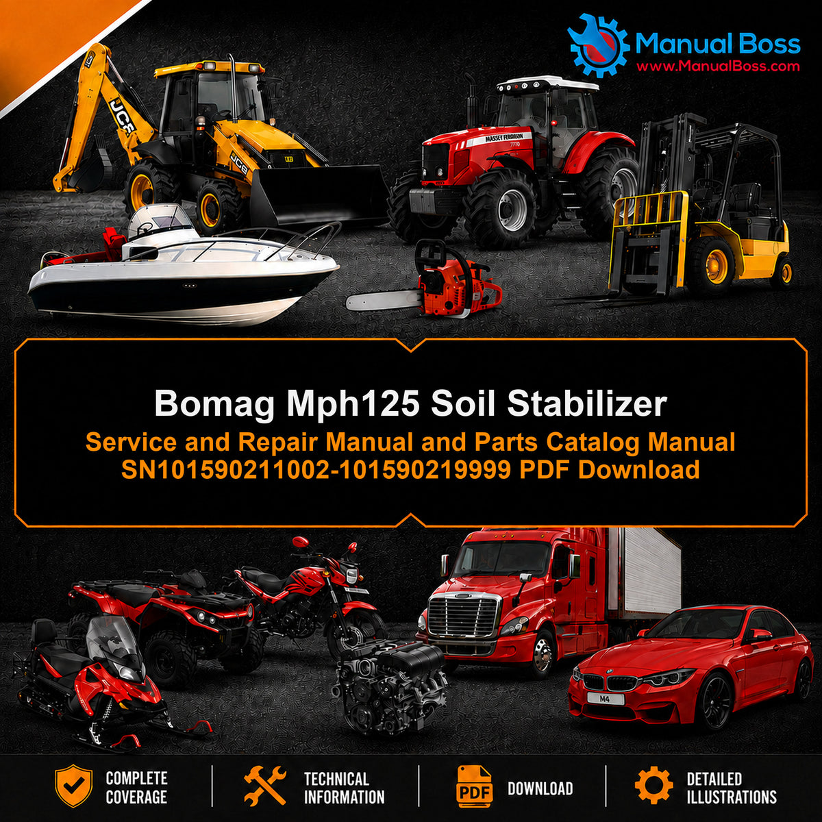 Bomag Mph125 Soil Stabilizer Service and Repair Manual and Parts Catalog Manual SN101590211002-101590219999 PDF Download
