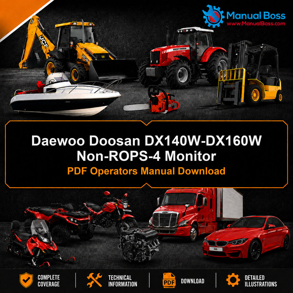 Daewoo Doosan DX140W-DX160W Non-ROPS-4 Monitor PDF Operators Manual Download