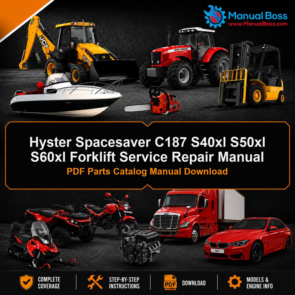 Hyster Spacesaver C187 S40xl S50xl S60xl Forklift Service Repair Manual PDF Parts Catalog Manual Download