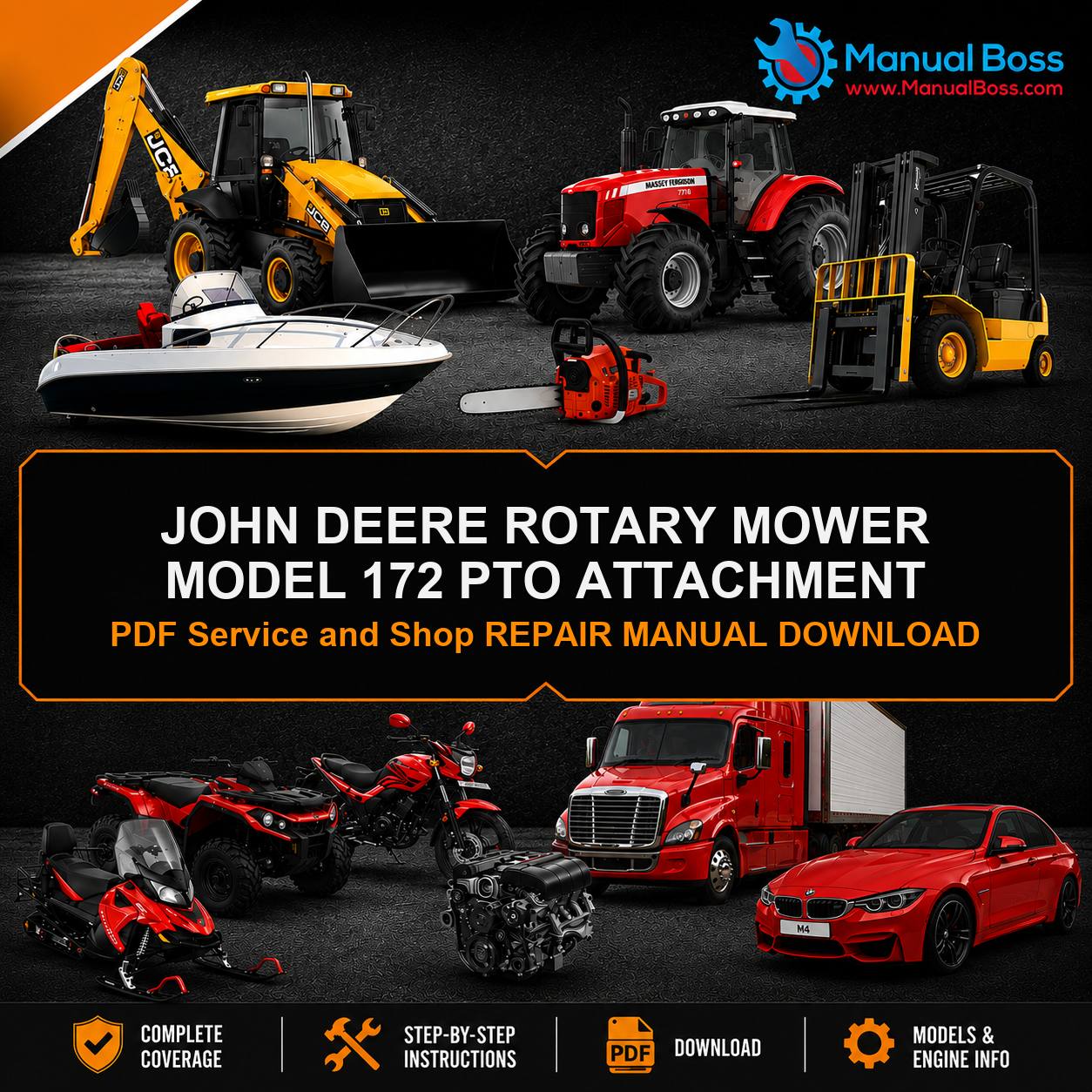 JOHN DEERE ROTARY MOWER MODEL 172 PTO ATTACHMENT PDF Service and Shop REPAIR MANUAL DOWNLOAD