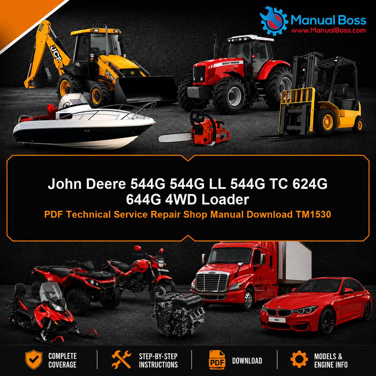 John Deere 544G 544G LL 544G TC 624G 644G 4WD Loader PDF Technical Service Repair Shop Manual Download TM1530