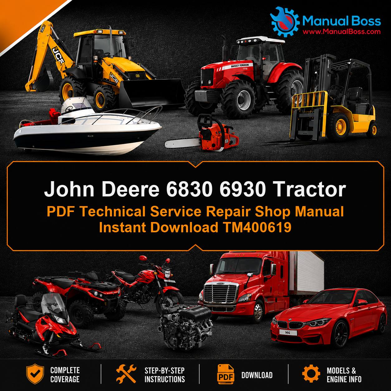 John Deere 6830 6930 Tractor PDF Technical Service Repair Shop Manual Instant Download TM400619