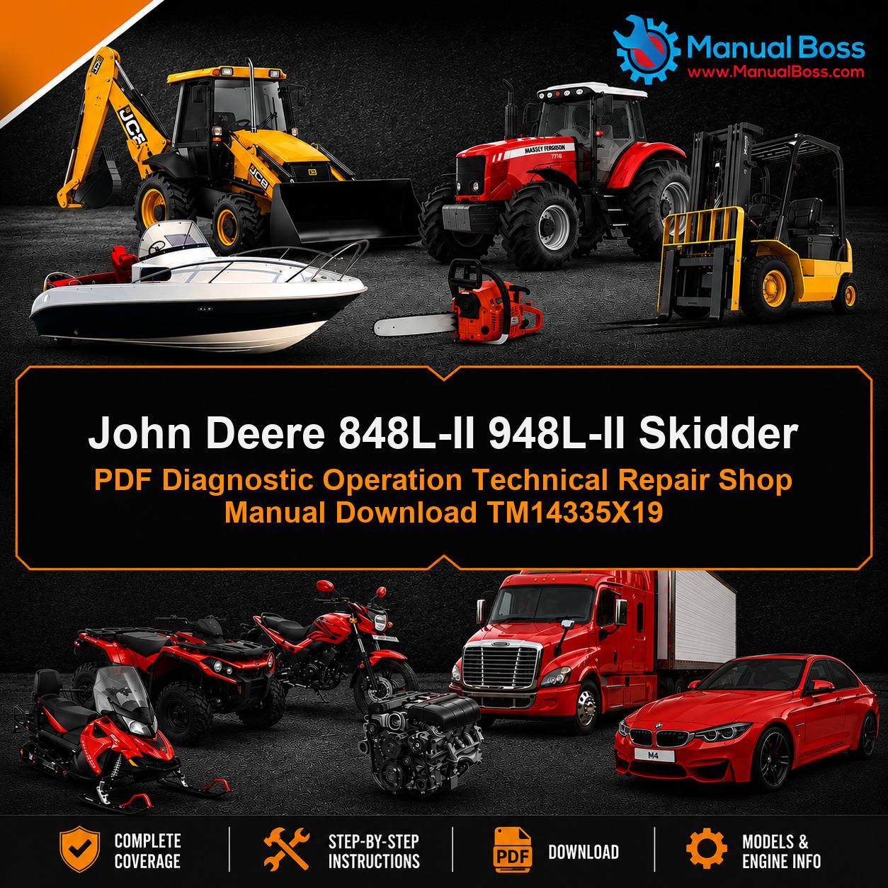 John Deere 848L-II 948L-II Skidder PDF Diagnostic Operation Technical Repair Shop Manual Download TM14335X19