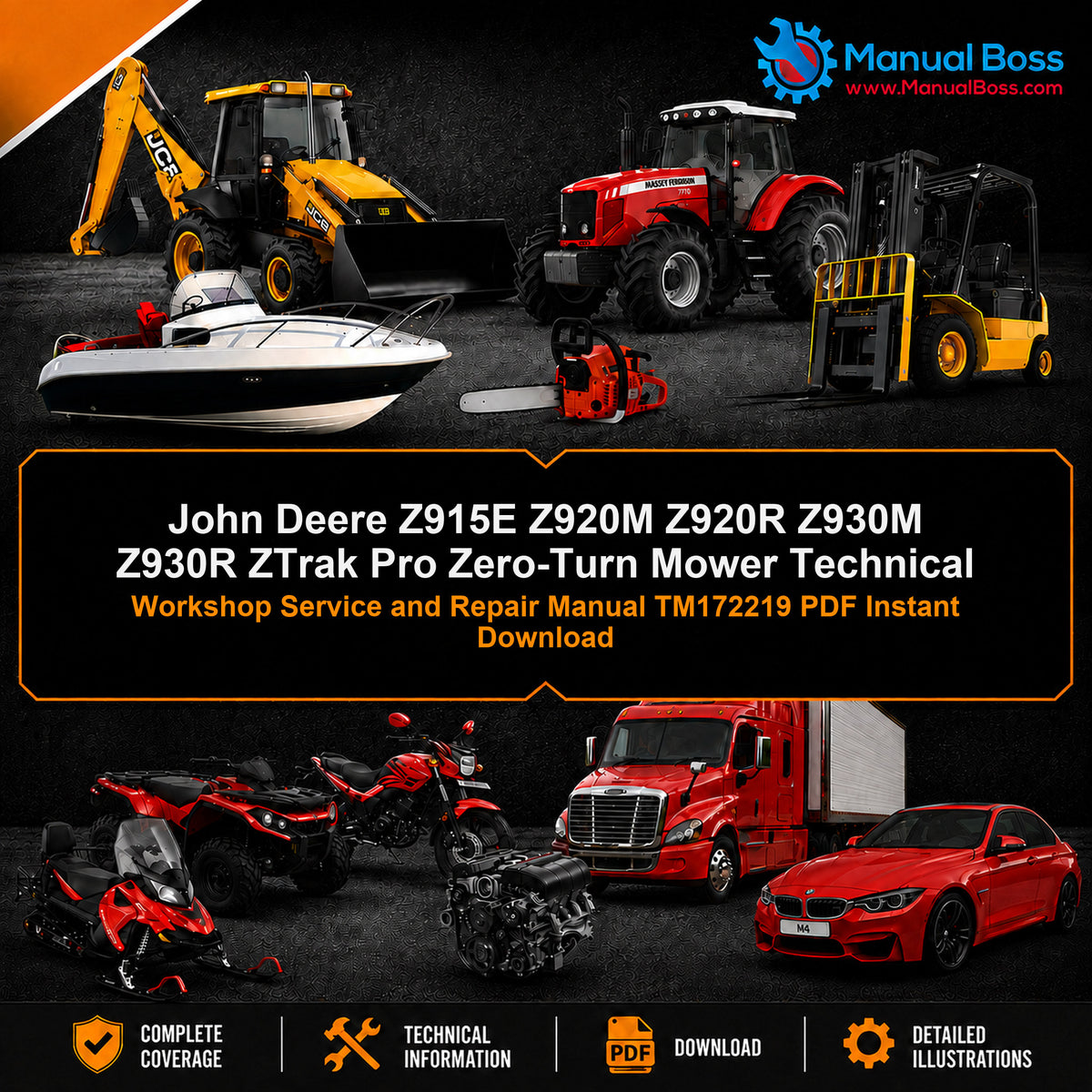 John Deere Z915E Z920M Z920R Z930M Z930R ZTrak Pro Zero-Turn Mower Technical Workshop Service and Repair Manual TM172219 PDF Instant Download