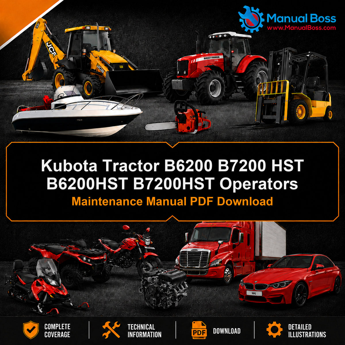 Kubota Tractor B6200 B7200 HST B6200HST B7200HST Operators Maintenance Manual PDF Download