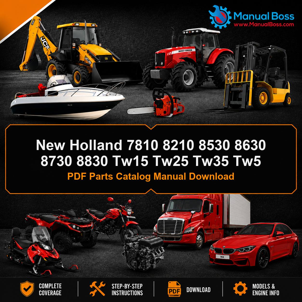 New Holland 7810 8210 8530 8630 8730 8830 Tw15 Tw25 Tw35 Tw5 PDF Parts Catalog Manual Download