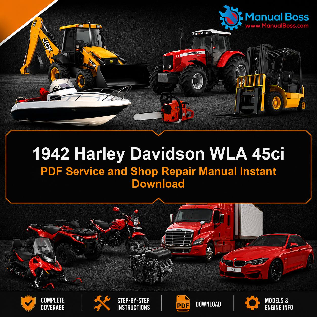1942 Harley Davidson WLA 45ci PDF Service and Shop Repair Manual Instant Download