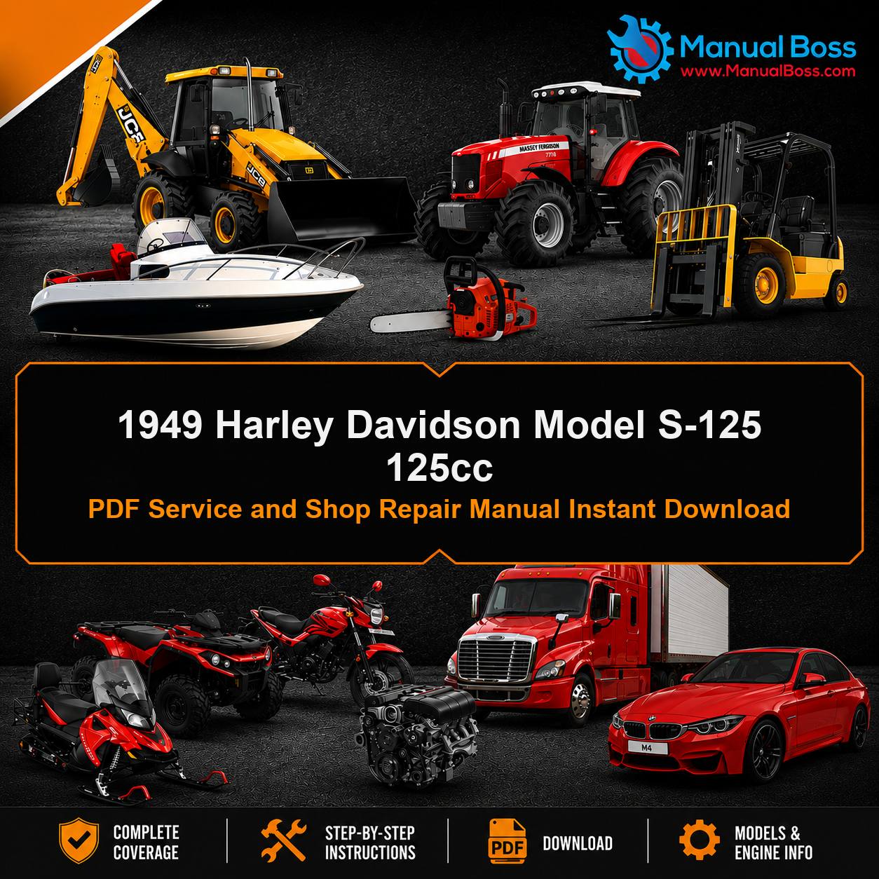 1949 Harley Davidson Model S-125 125cc PDF Service and Shop Repair Manual Instant Download