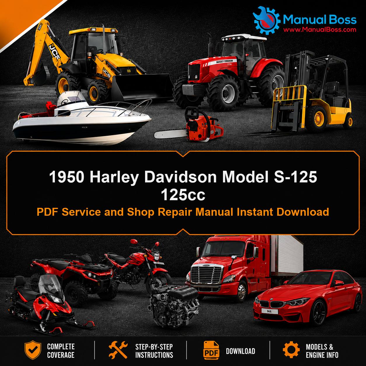 1950 Harley Davidson Model S-125 125cc PDF Service and Shop Repair Manual Instant Download