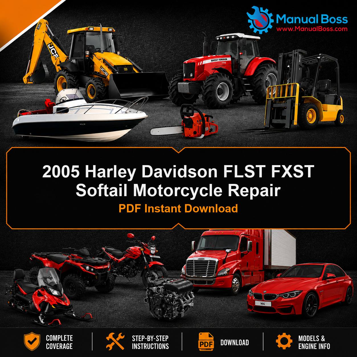 2005 Harley Davidson FLST FXST Softail Motorcycle Repair PDF Instant Download