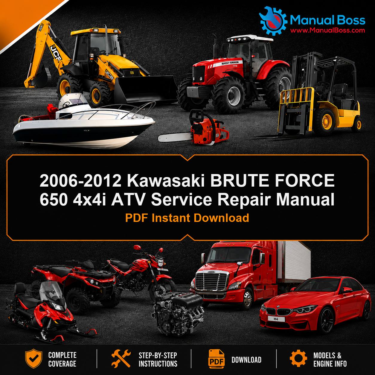 2006-2012 Kawasaki BRUTE FORCE 650 4x4i ATV Service Repair Manual PDF Instant Download