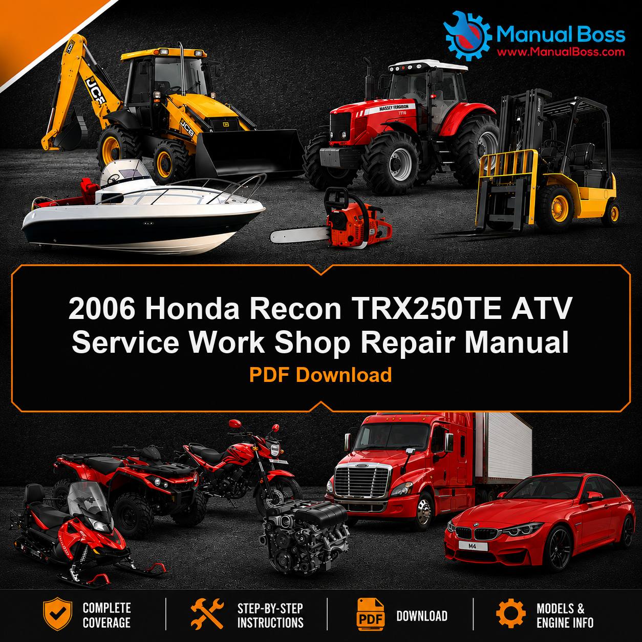 2006 Honda Recon TRX250TE ATV Service Work Shop Repair Manual PDF Download