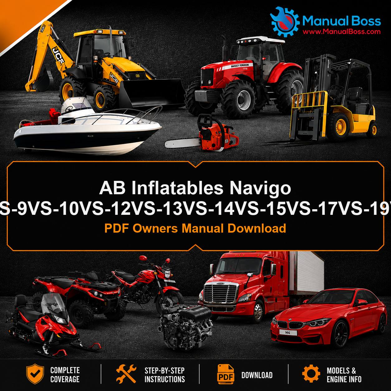 AB Inflatables Navigo 8VS-9VS-10VS-12VS-13VS-14VS-15VS-17VS-19VS PDF Owners Manual Download