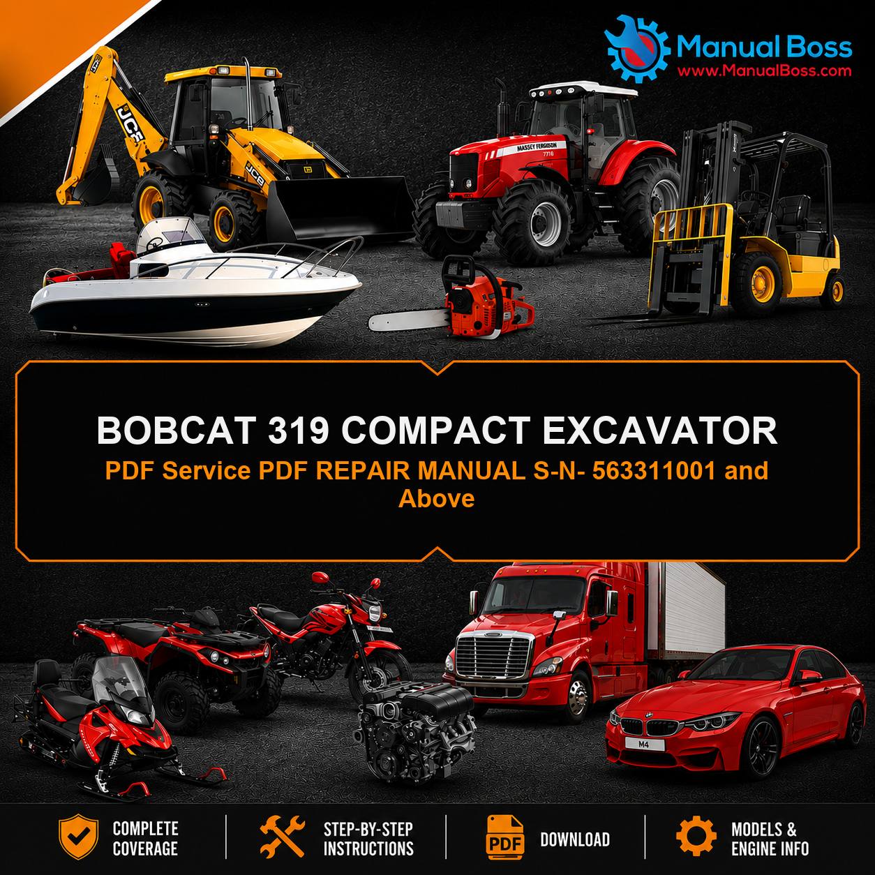 BOBCAT 319 COMPACT EXCAVATOR PDF Service PDF REPAIR MANUAL S-N- 563311001 and Above
