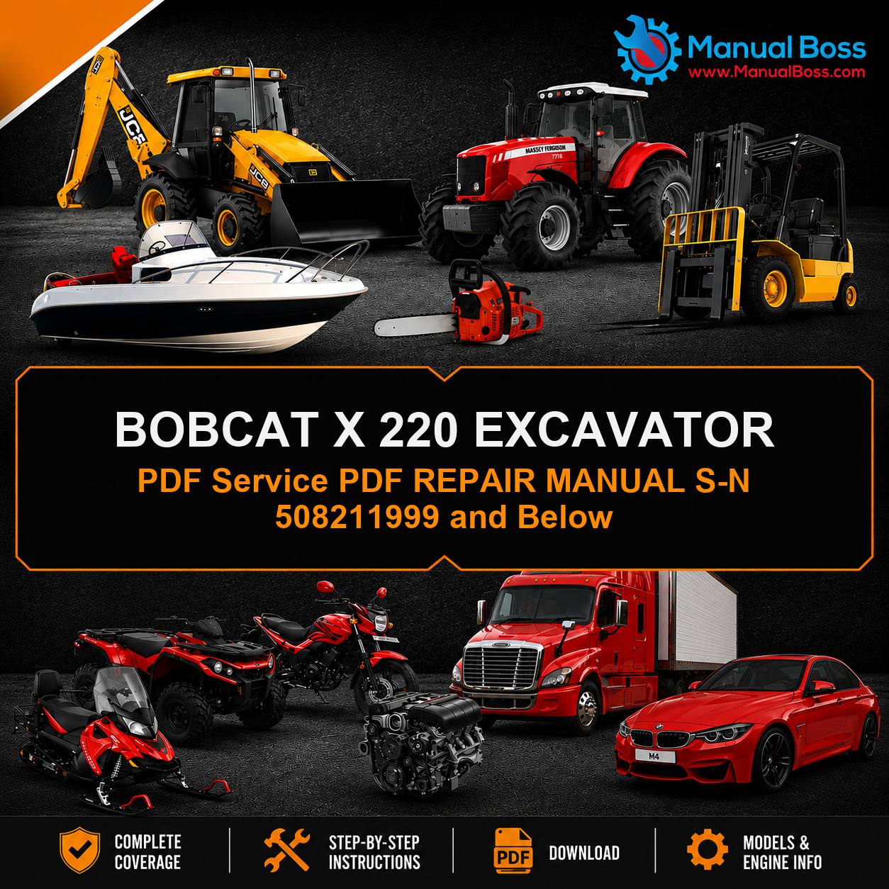 BOBCAT X 220 EXCAVATOR PDF Service PDF REPAIR MANUAL S-N 508211999 and Below