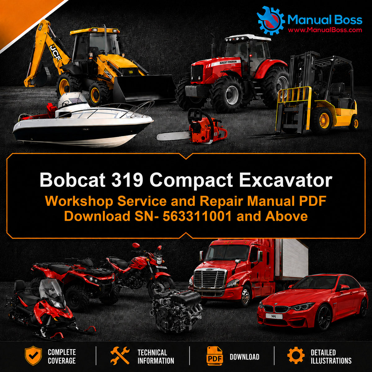 Bobcat 319 Compact Excavator Workshop Service and Repair Manual PDF Download SN- 563311001 and Above