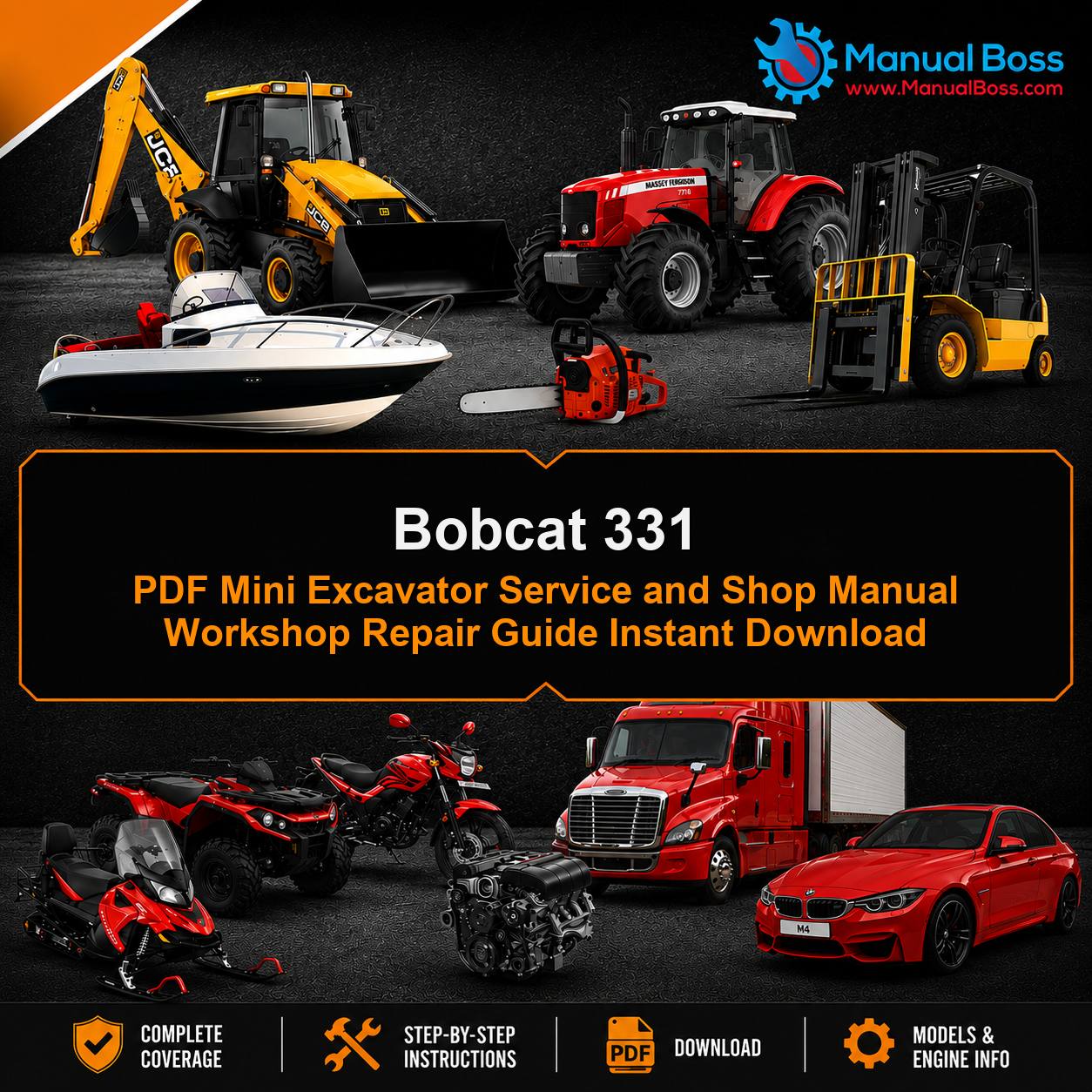 Bobcat 331 PDF Mini Excavator Service and Shop Manual Workshop Repair Guide Instant Download