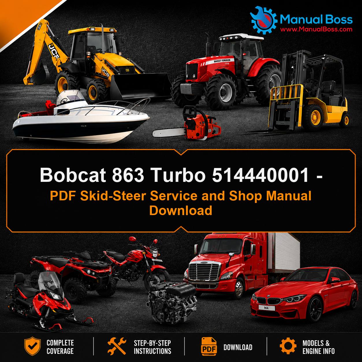Bobcat 863 Turbo 514440001 - PDF Skid-Steer Service and Shop Manual Download