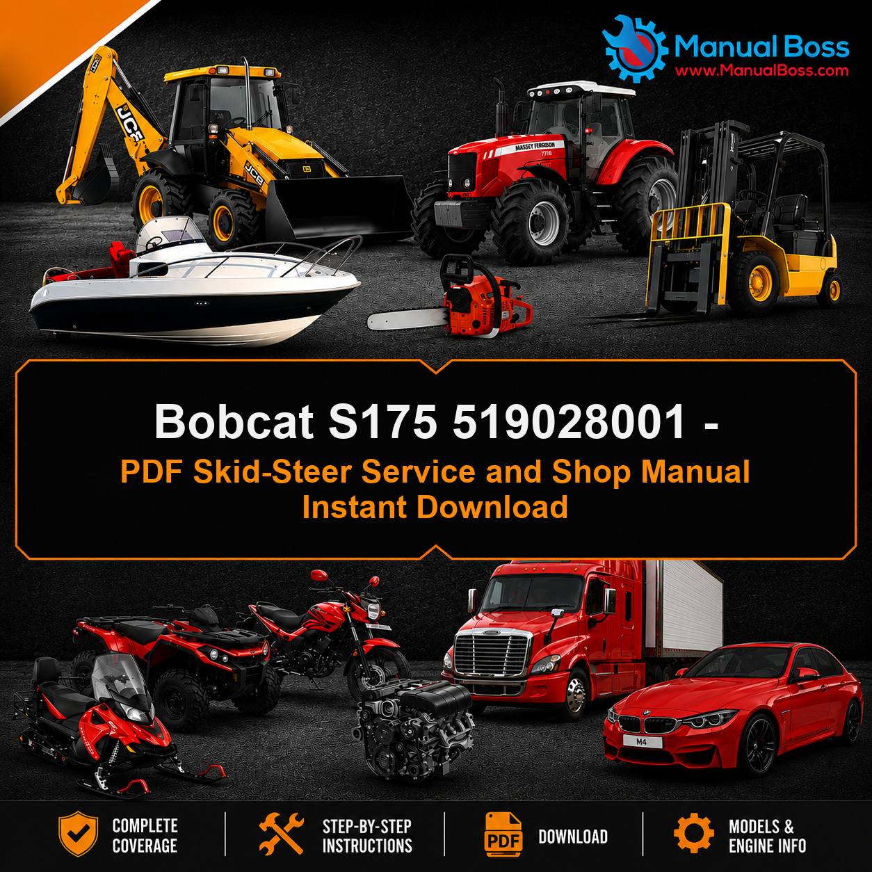 Bobcat S175 519028001 - PDF Skid-Steer Service and Shop Manual Instant Download