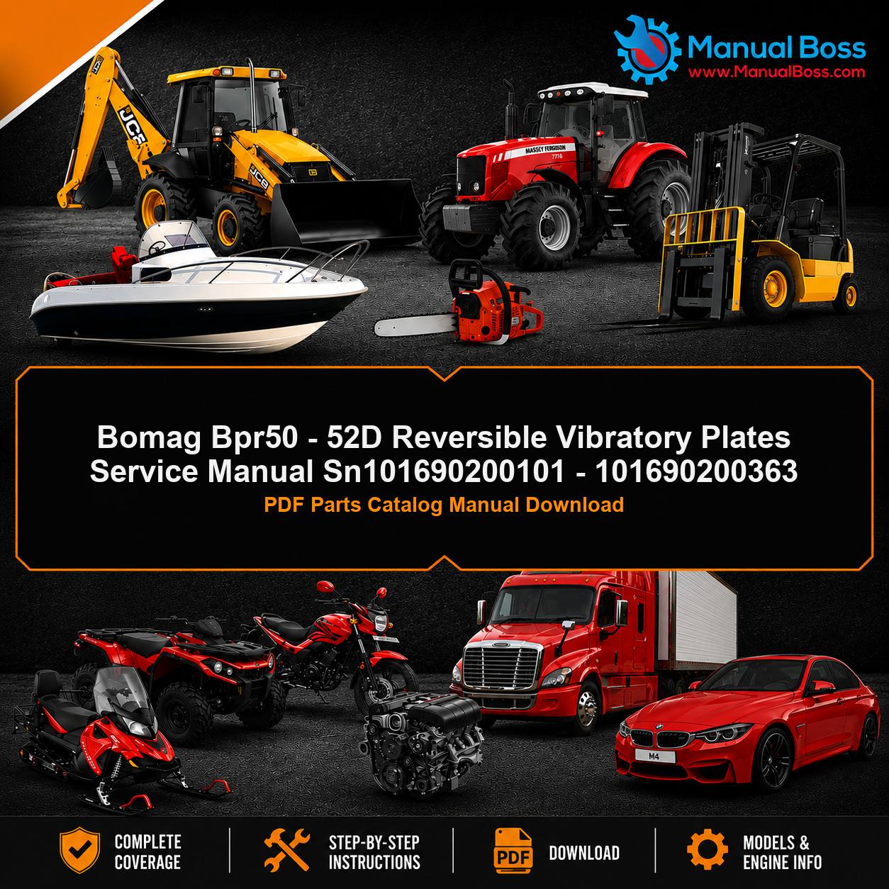 Bomag Bpr50 - 52D Reversible Vibratory Plates Service Manual Sn101690200101 - 101690200363 PDF Parts Catalog Manual Download