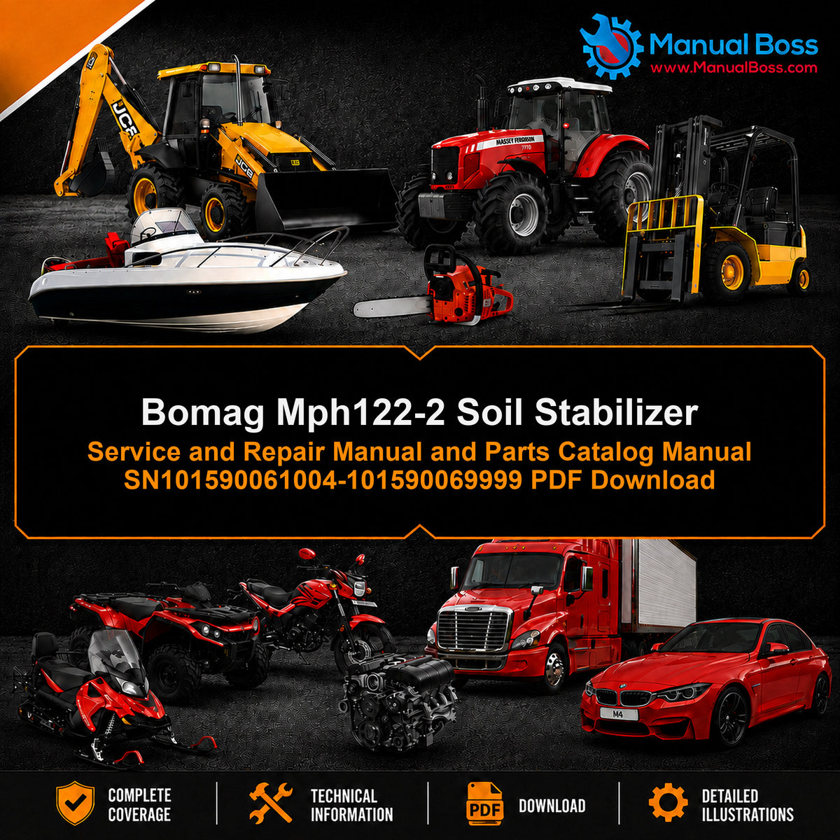 Bomag Mph122-2 Soil Stabilizer Service and Repair Manual and Parts Catalog Manual SN101590061004-101590069999 PDF Download