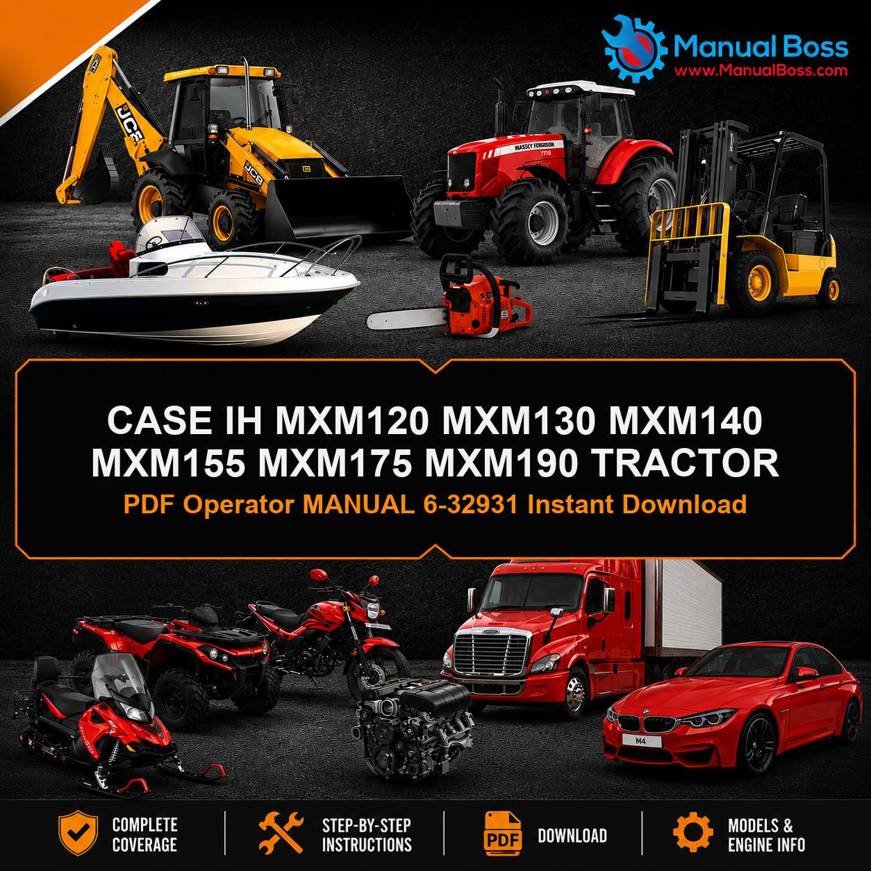 CASE IH MXM120 MXM130 MXM140 MXM155 MXM175 MXM190 TRACTOR PDF Operator MANUAL 6-32931 Instant Download