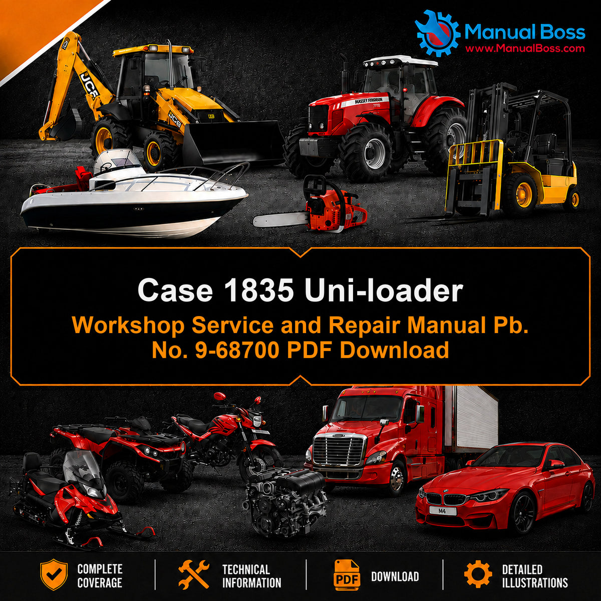 Case 1835 Uni-loader Workshop Service and Repair Manual Pb. No. 9-68700 PDF Download