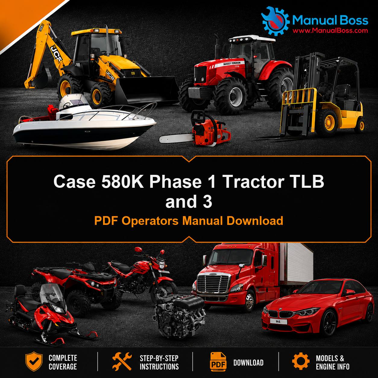 Case 580K Phase 1 Tractor TLB and 3 PDF Operators Manual Download