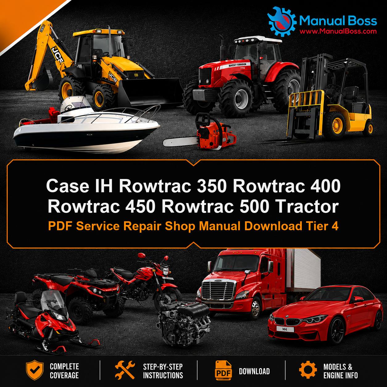 Case IH Rowtrac 350 Rowtrac 400 Rowtrac 450 Rowtrac 500 Tractor PDF Service Repair Shop Manual Download Tier 4