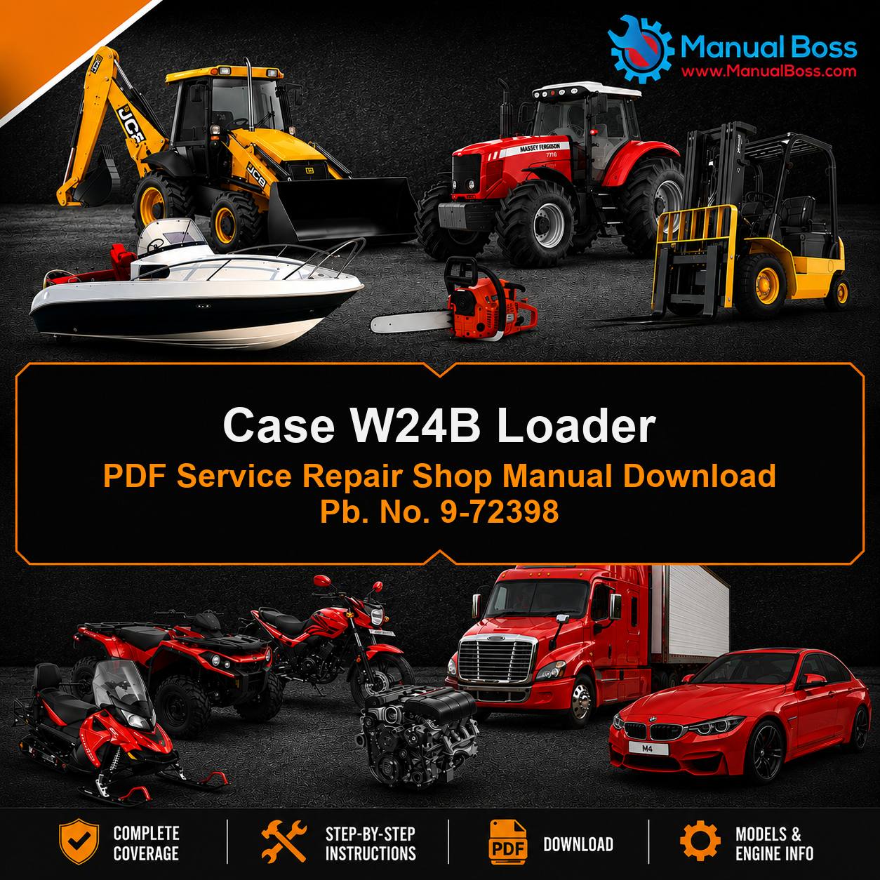 Case W24B Loader PDF Service Repair Shop Manual Download Pb. No. 9-72398