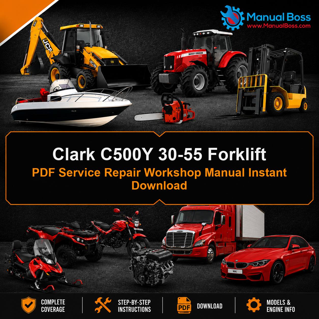 Clark C500Y 30-55 Forklift PDF Service Repair Workshop Manual Instant Download