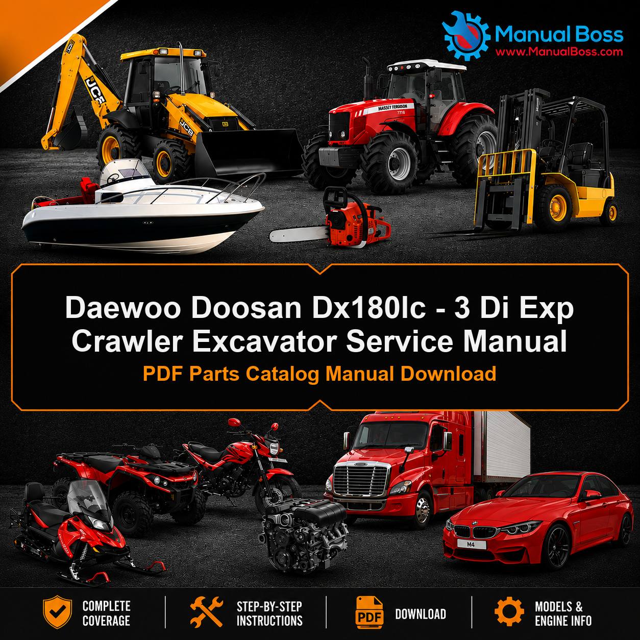 Daewoo Doosan Dx180lc - 3 Di Exp Crawler Excavator Service Manual PDF Parts Catalog Manual Download
