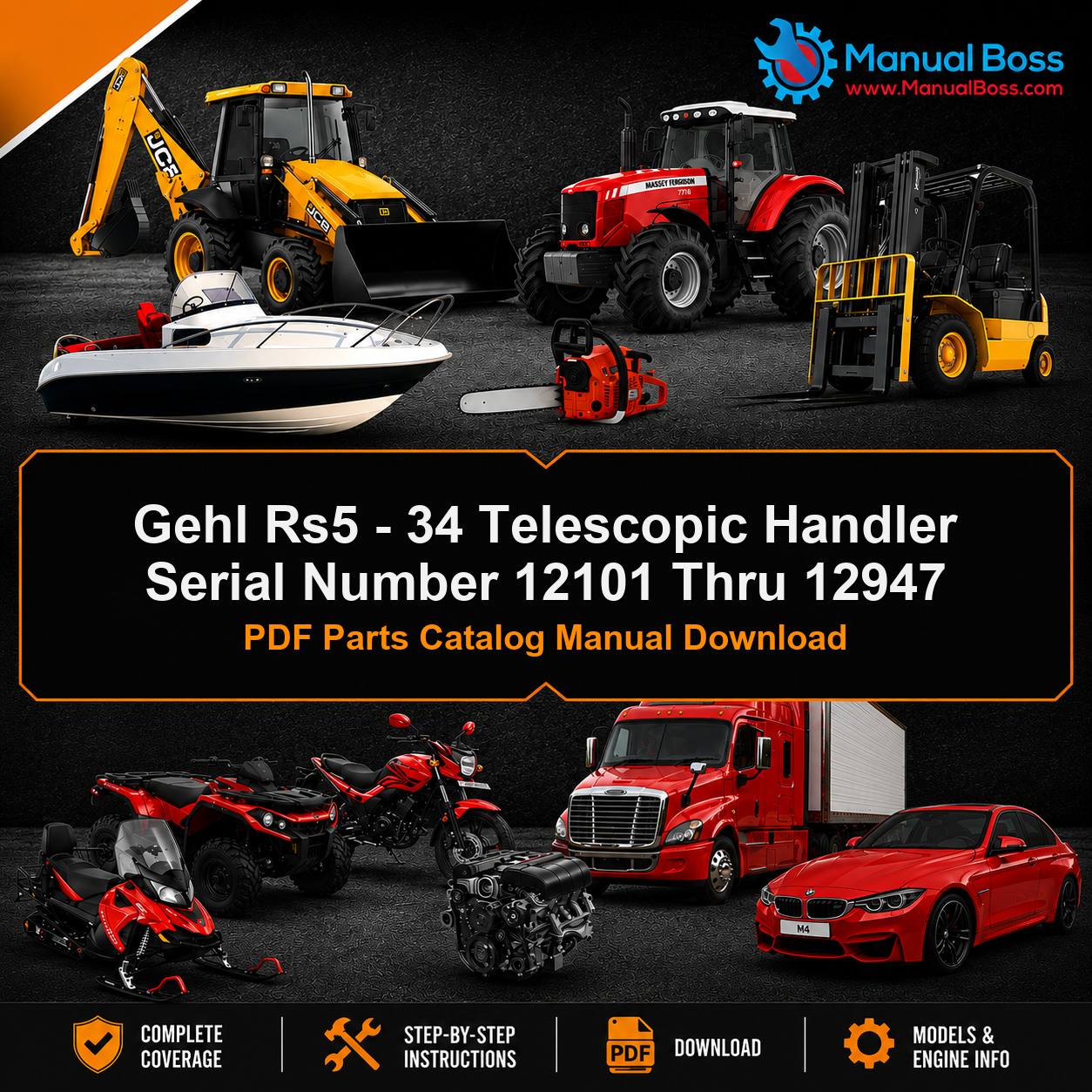 Gehl Rs5 - 34 Telescopic Handler Serial Number 12101 Thru 12947 PDF Parts Catalog Manual Download