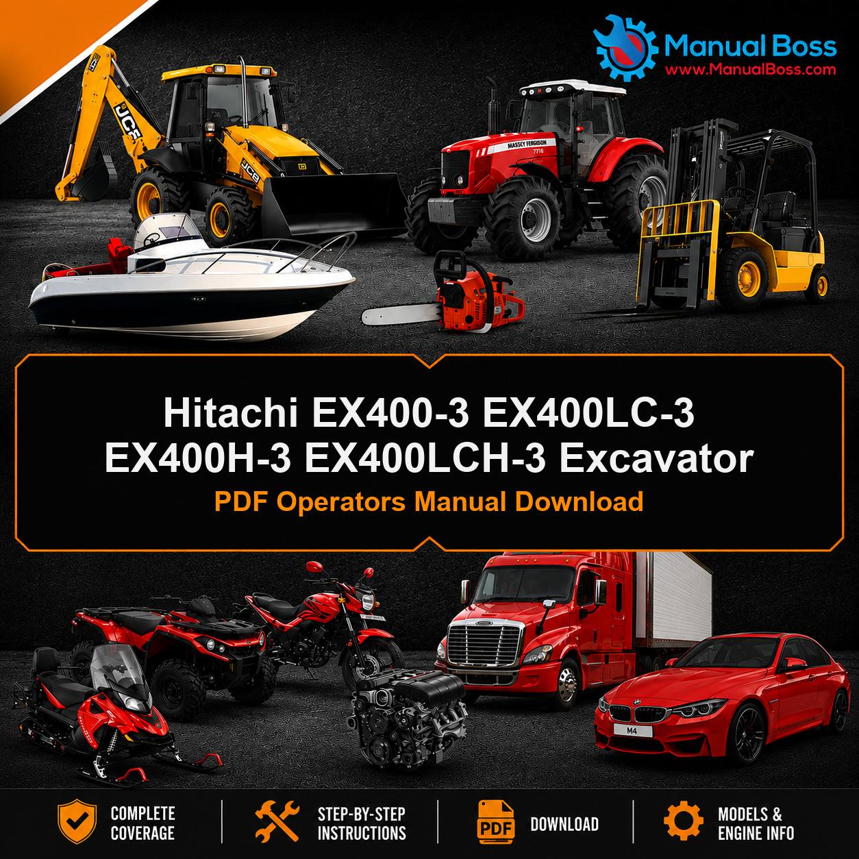 Hitachi EX400-3 EX400LC-3 EX400H-3 EX400LCH-3 Excavator PDF Operators Manual Download