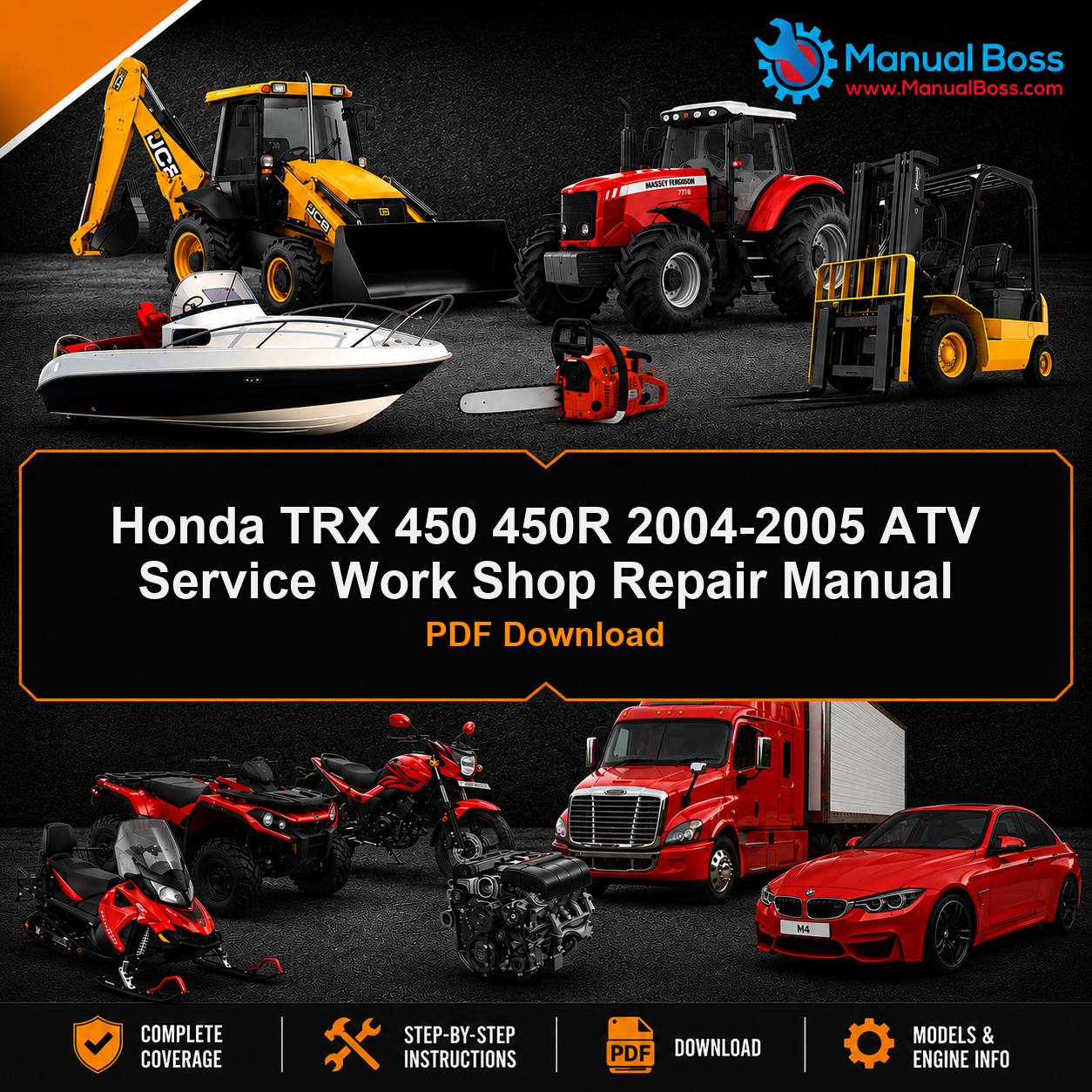 Honda TRX 450 450R 2004-2005 ATV Service Work Shop Repair Manual PDF Download