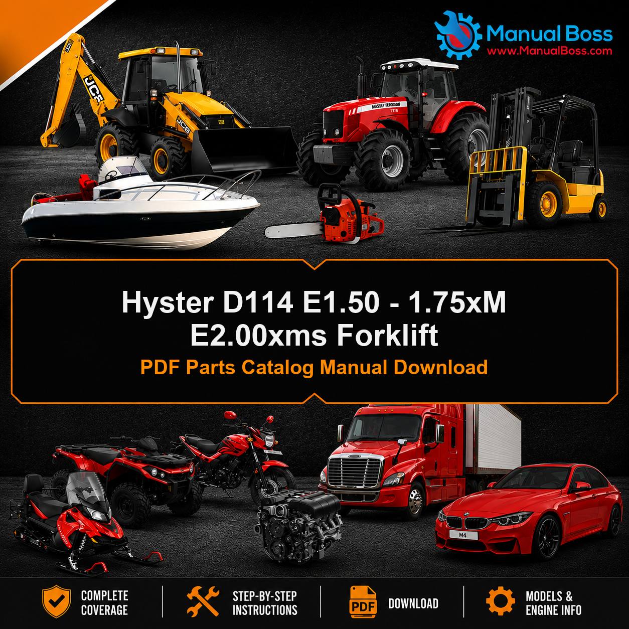 Hyster D114 E1.50 - 1.75xM E2.00xms Forklift PDF Parts Catalog Manual Download