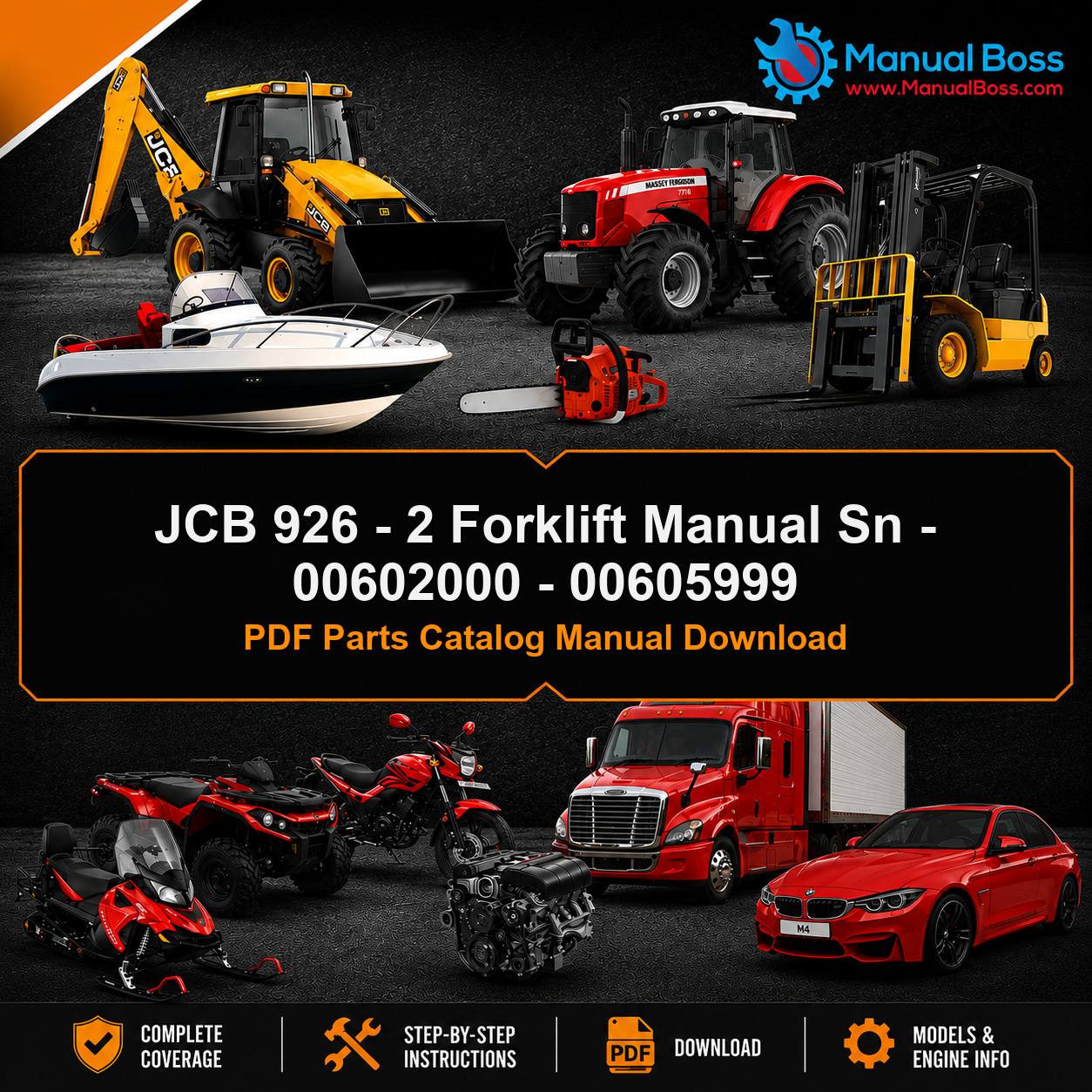 JCB 926 - 2 Forklift Manual Sn - 00602000 - 00605999 PDF Parts Catalog Manual Download