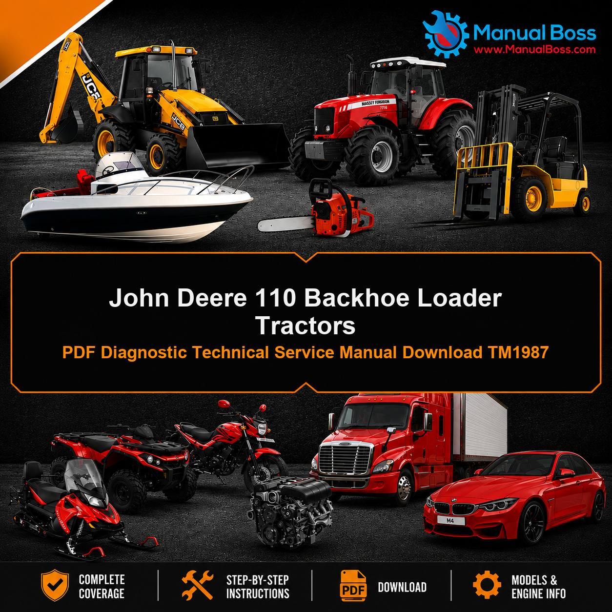 John Deere 110 Backhoe Loader Tractors PDF Diagnostic Technical Service Manual Download TM1987