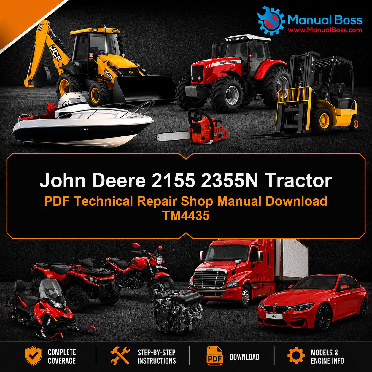 John Deere 2155 2355N Tractor PDF Technical Repair Shop Manual Download TM4435
