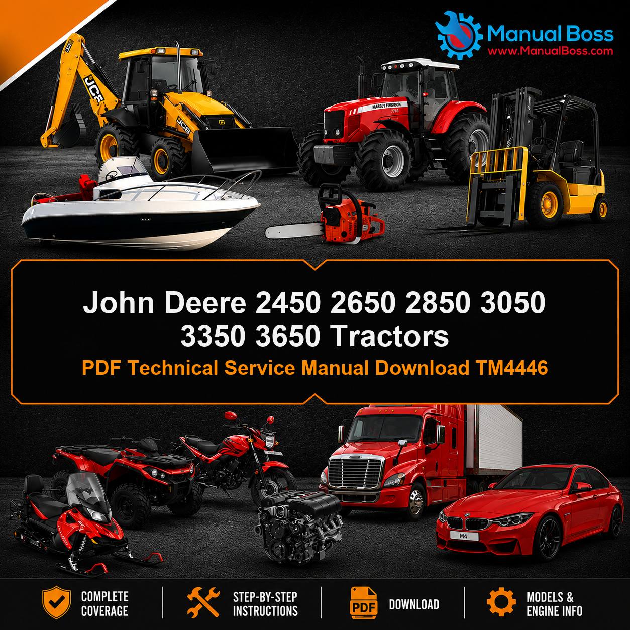 John Deere 2450 2650 2850 3050 3350 3650 Tractors PDF Technical Service Manual Download TM4446