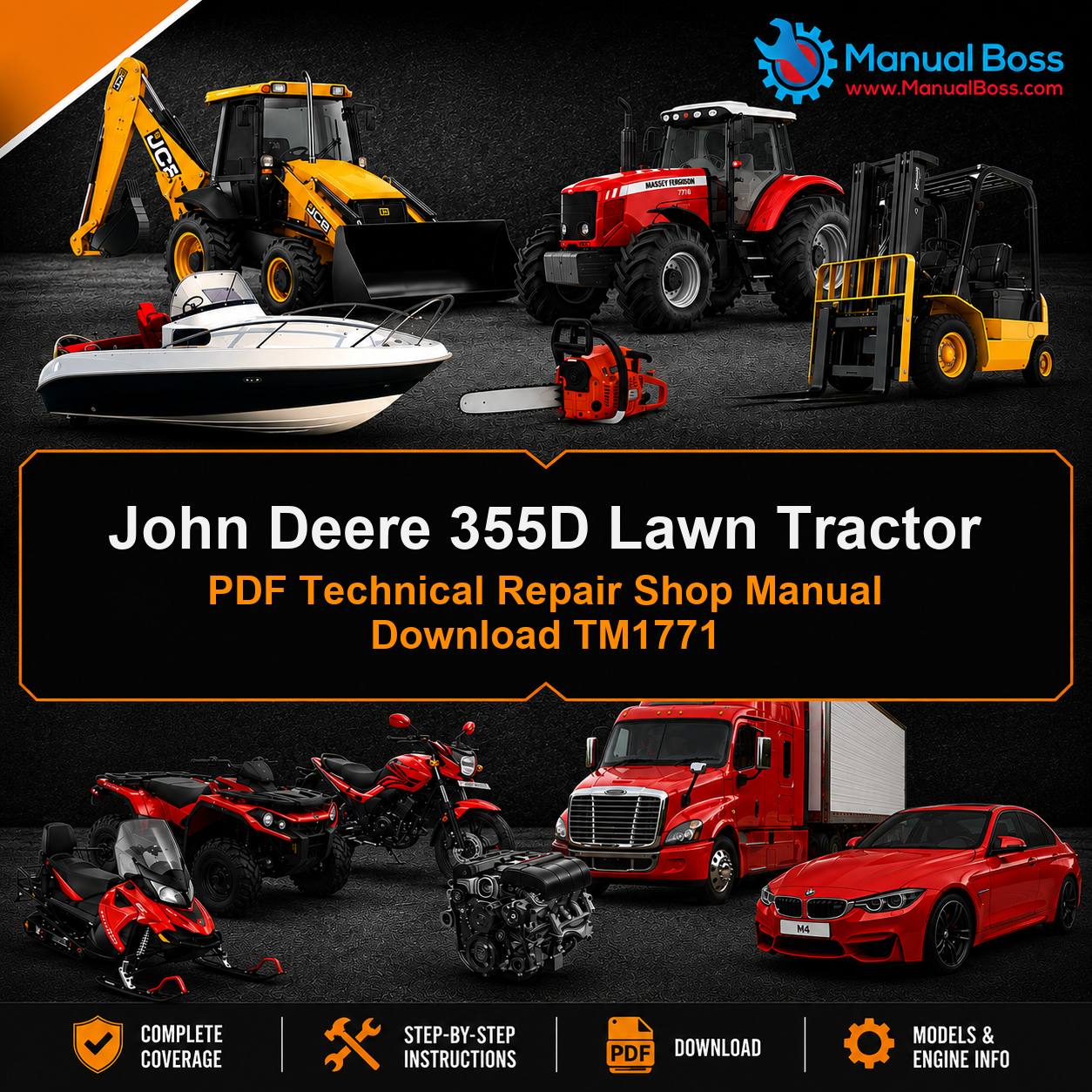 John Deere 355D Lawn Tractor PDF Technical Repair Shop Manual Download TM1771