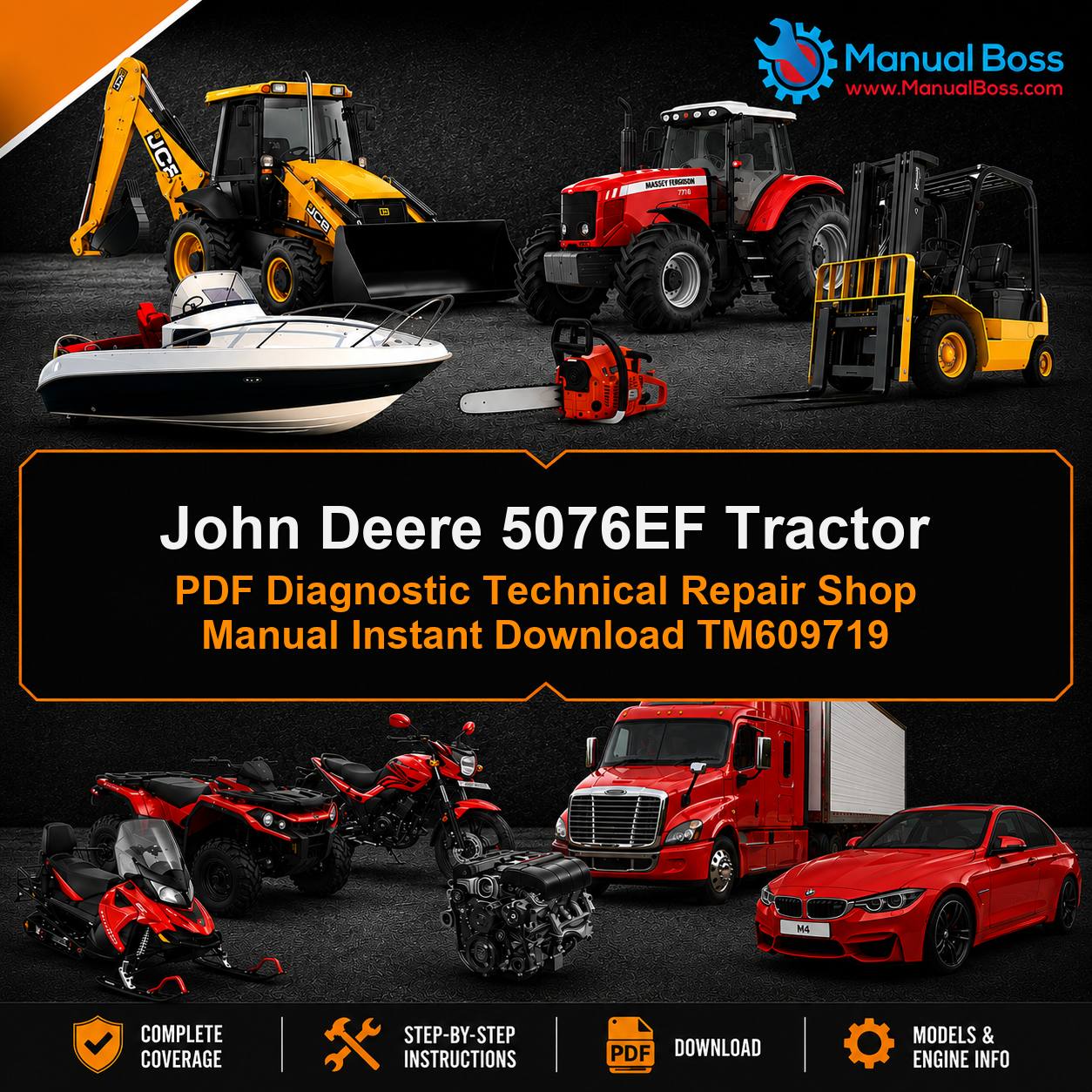 John Deere 5076EF Tractor PDF Diagnostic Technical Repair Shop Manual Instant Download TM609719