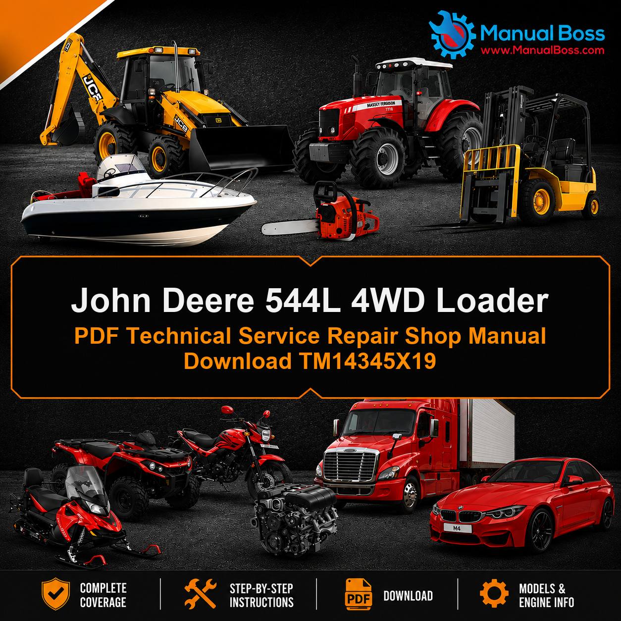 John Deere 544L 4WD Loader PDF Technical Service Repair Shop Manual Download TM14345X19