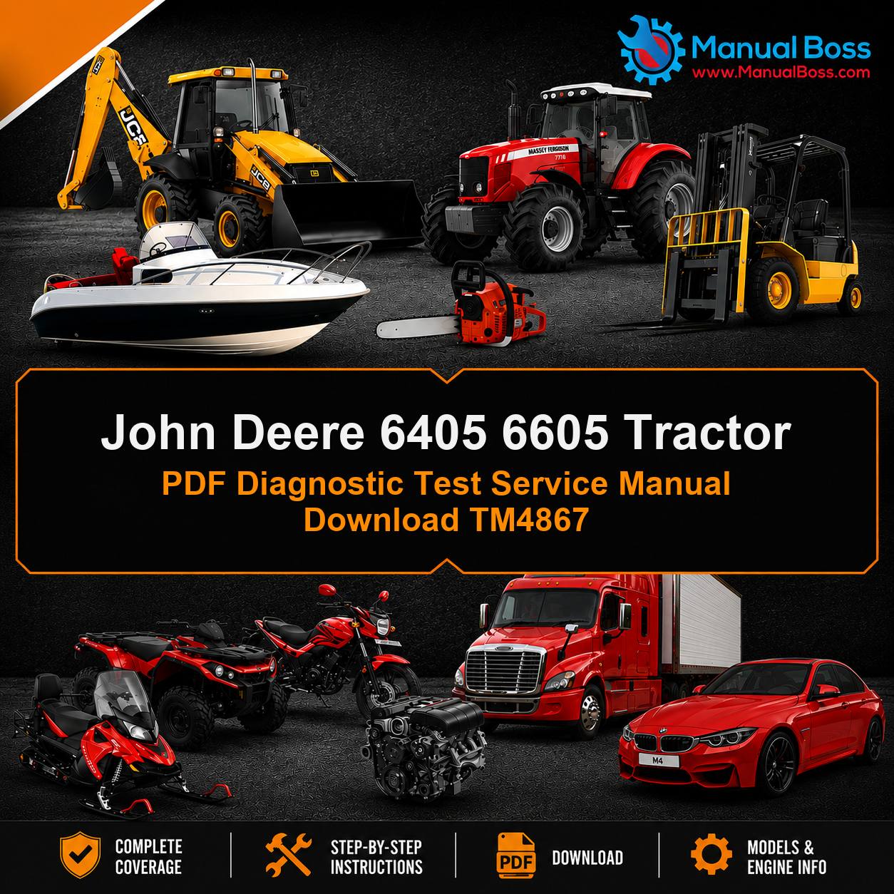 John Deere 6405 6605 Tractor PDF Diagnostic Test Service Manual Download TM4867